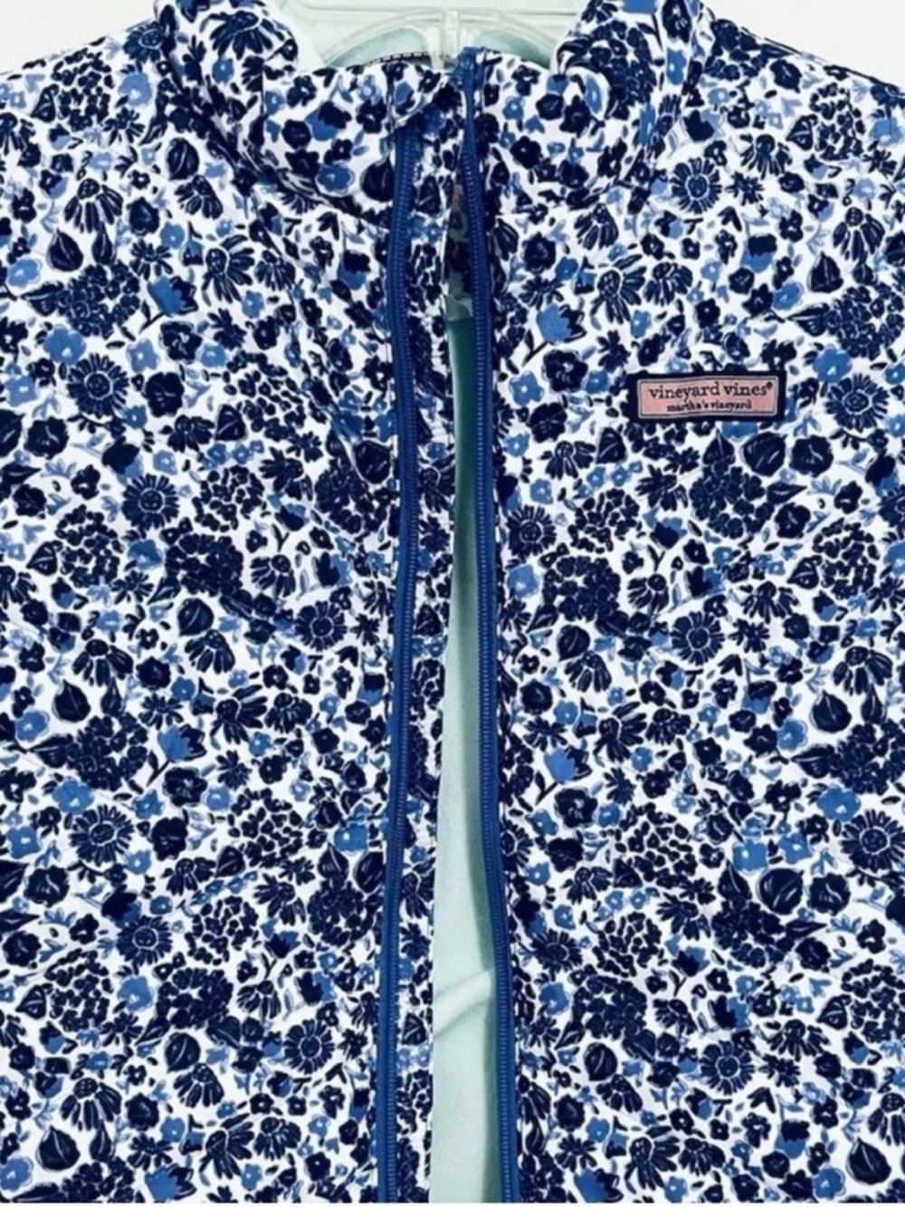 Vineyard Vines Girls Blue White Floral Jacket